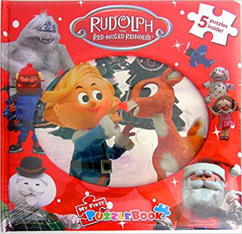 现货 Rudolph the Red Nosed Reindeer My First Puzzle Book with 5 Puzzles Board book 英文原版 红鼻子驯鹿鲁道夫拼板书