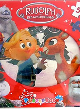 现货 Rudolph the Red Nosed Reindeer My First Puzzle Book with 5 Puzzles Board book 英文原版 红鼻子驯鹿鲁道夫拼板书