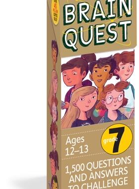 现货 大脑任务 七年级 12-13岁 卡片书 新版 第四版 英文原版 Brain Quest Grade 7 认知智力开发卡片书 美国学前全科练习获奖系列