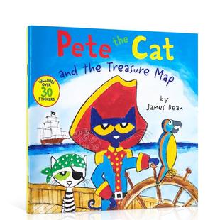 现货 皮特猫和藏宝图 英文原版绘本 Pete The Cat And The Treasure Map 含贴纸 皮特猫系列