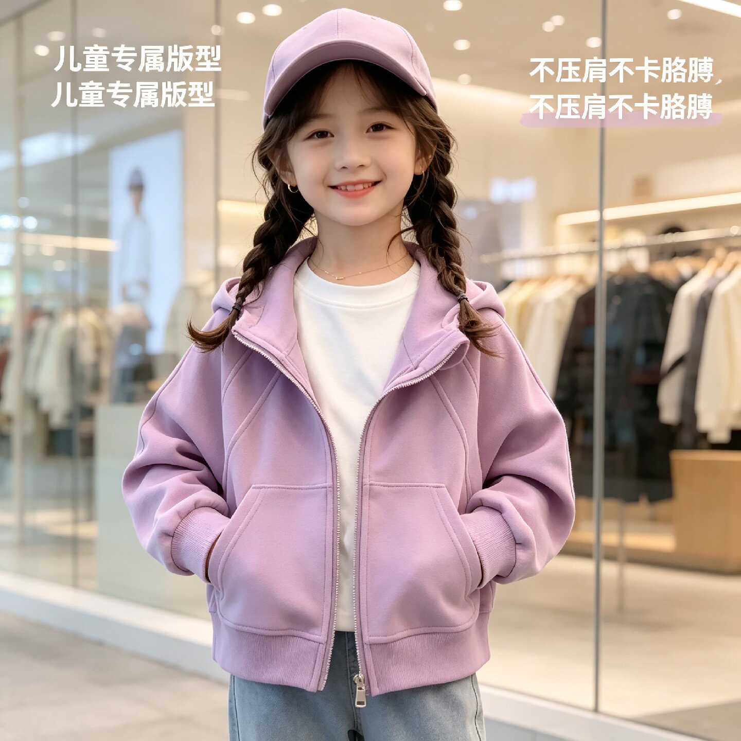 女童春秋新款连帽开衫卫衣外套
