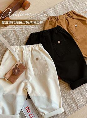 春秋时髦男宝宝裤子儿童休闲裤女童韩系老爹裤中小童装潮长裤Z024