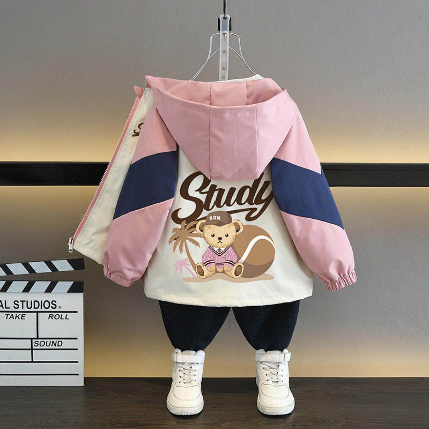 儿童洋气春季女童外套春秋2026新款时髦连帽女宝宝春装可爱夹克衫