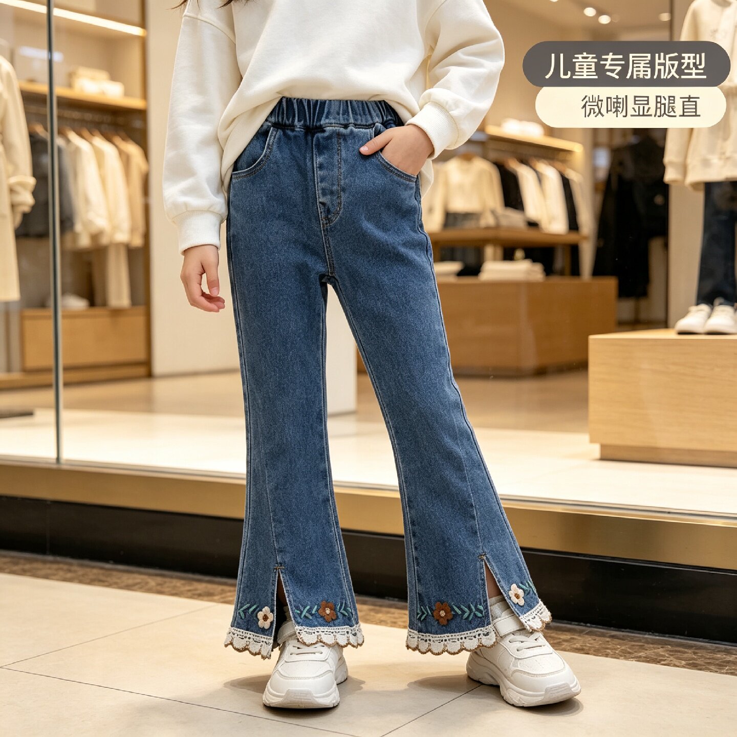 女童牛仔裤春季2025新款洋气儿童