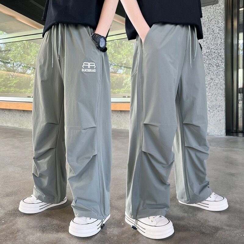 男童夏季薄款冰丝裤休闲儿童直筒裤子男孩宽松阔腿裤百搭运动裤