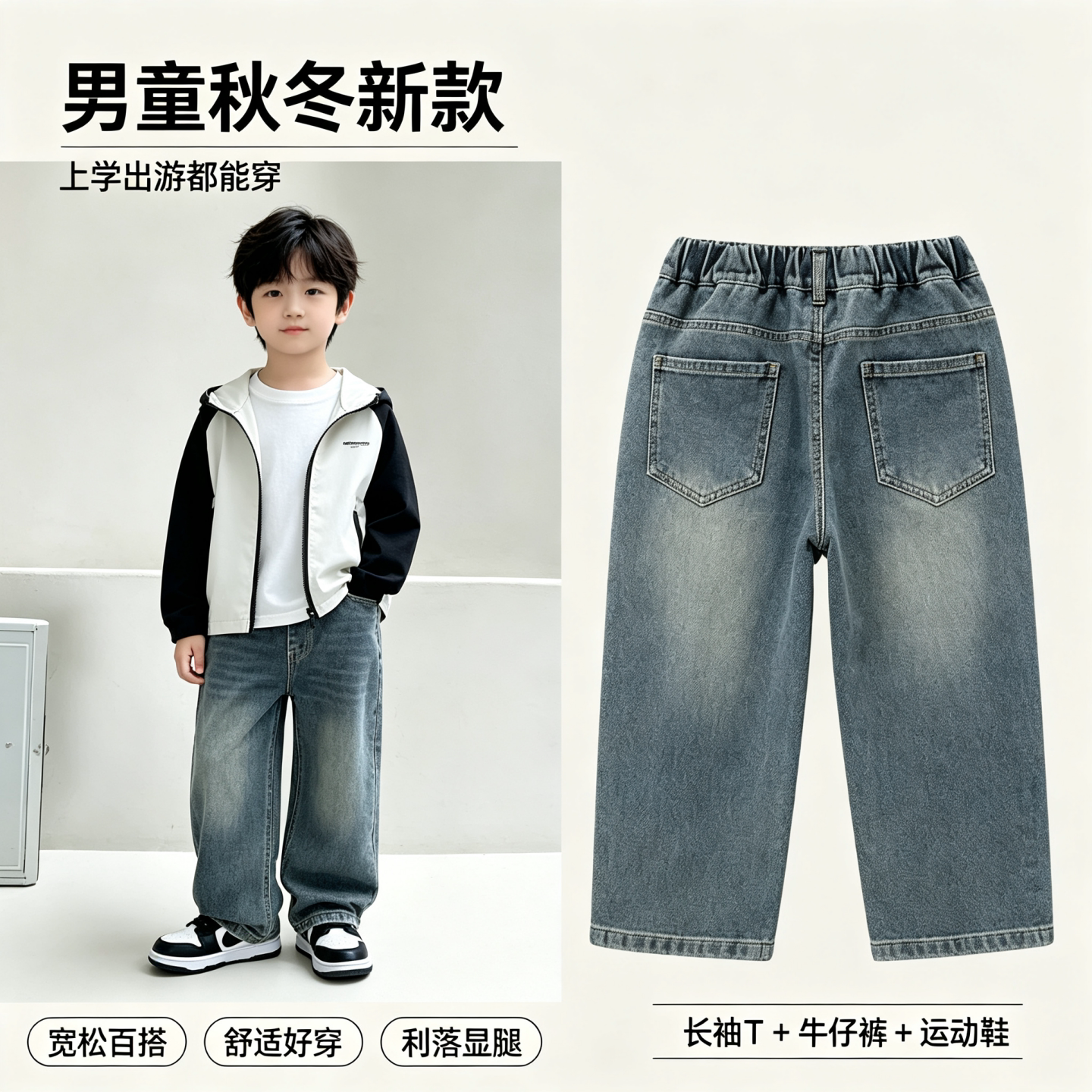 男童裤子春秋牛仔裤新款中大童