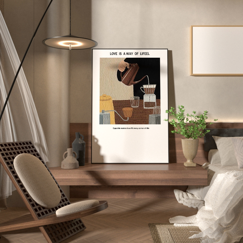 法式装饰画小众艺术工业风样板房书房咖啡厅挂画怀旧复古落地油画