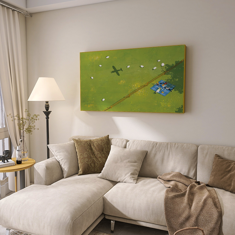 「那时风动」绿色浪漫风景装饰画客厅油画ins温馨横款文艺挂画