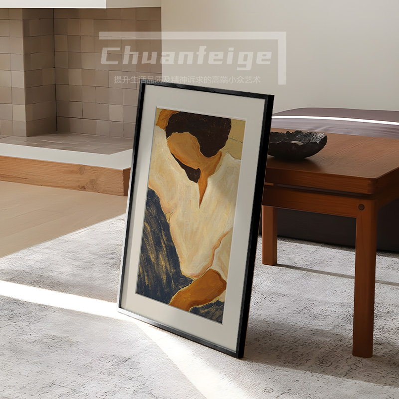 松弛感人物艺术生活装饰画抽象肌理砂岩画卧室床头油画酒店大挂画