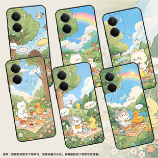 适用Realme13 手机壳RMX5002全包边真我14小鸭子野餐商务RealmeV70耐磨Neo7X超薄RMX5060硅胶P3Ultra保护套