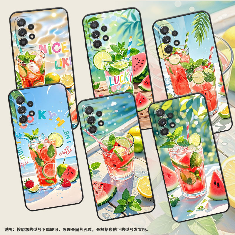 适用三星A40手机壳A42防摔A50s超薄SM-A516F保护套A91西瓜冰饮时尚samsungA60全包边A53耐磨SM-A715F软壳