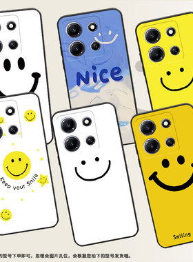 适用传音InfinixNote30i手机壳X6716B保护壳4G黄底笑脸简约耐脏潮流外壳男女款英文笑脸硅胶磨砂文字卡通文艺