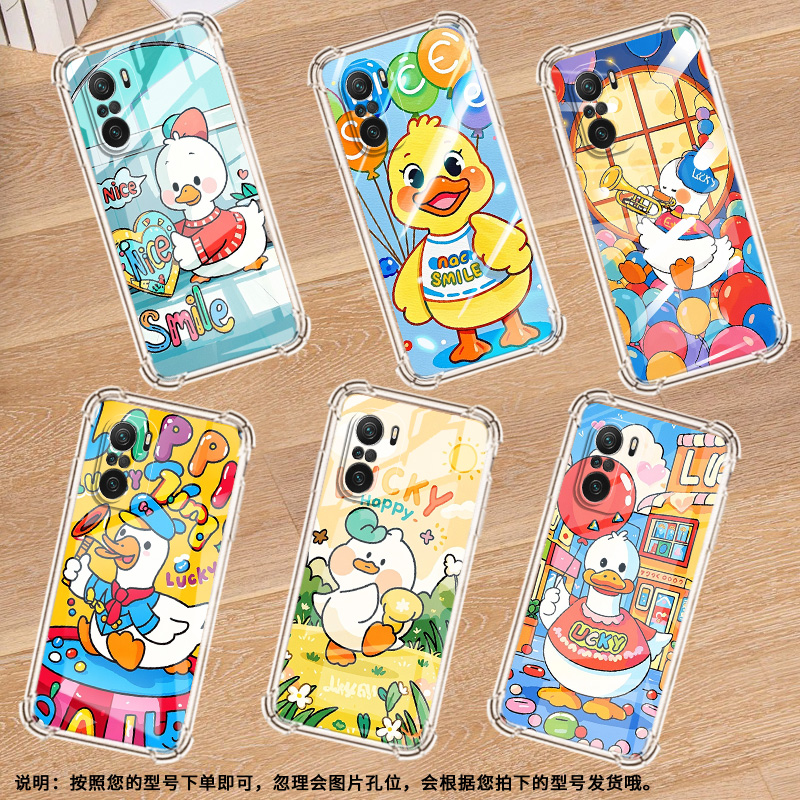 适用小米PocoC31手机壳PocoF3卡通鸭子小米PocoF7Ultra气囊壳PocoF2Pro时尚小米PocoF7Pro高级感防摔保护套