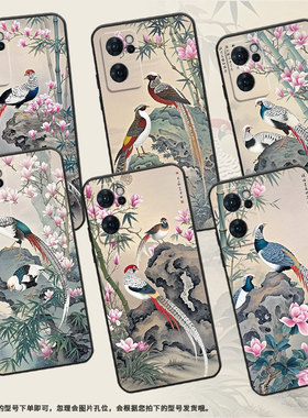 适用OPPOReno6Z手机壳5GCPH2237软壳0pp0Reno7高级感5G海外保护套PFDM00新中式油画Reno8硅胶Reno8T磨砂壳