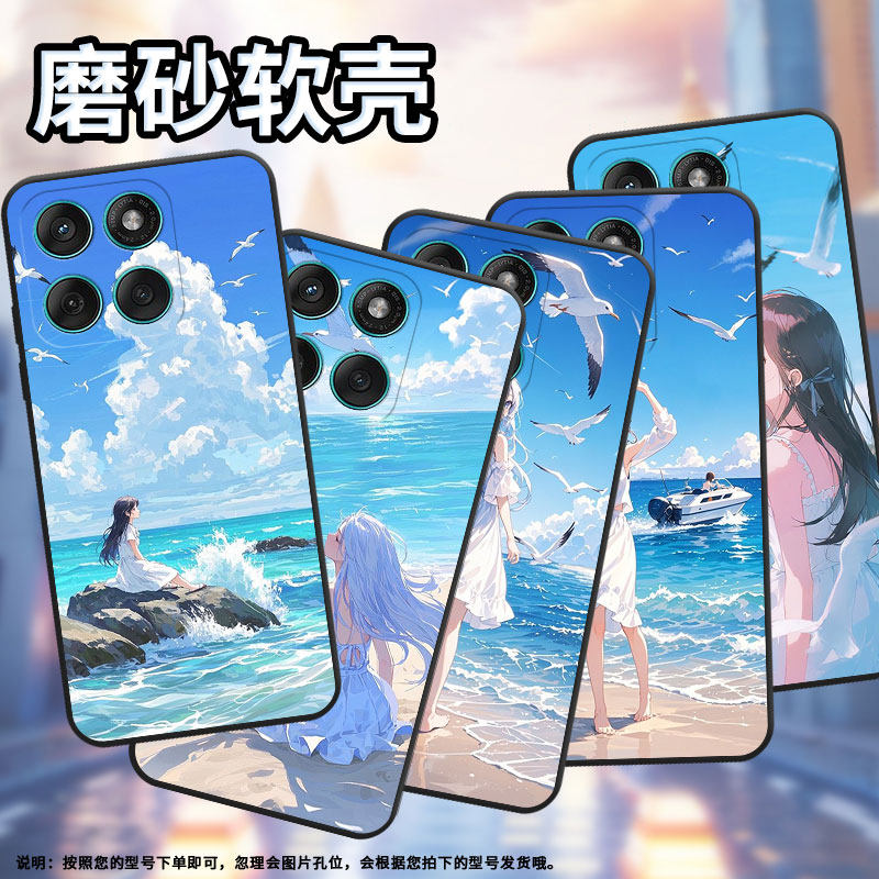 适用MOTOEdge60Fusion手机壳Edge60s高级感耐磨Motorola摩托罗拉G56硅胶G86全包XT2527-2白裙女孩保护套