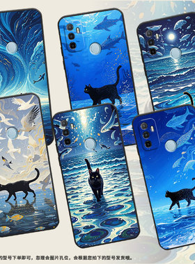 适用OPPOA1K手机壳CPH1923黑色A3磨砂壳CPH1803海面的黑猫A52020男女A5s软壳0pp0A9x皮套A8高级A16E保护套