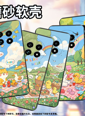 适用Realme13Pro+手机壳商务时尚真我14x磨砂壳小鸭子野餐Realme14ProLite高级感真我14全包边防摔保护套