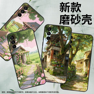 适用三星M10S手机壳M04花花草草SM M145F黑色M20硅胶M21s保护套 M105F全包samsungM02s磨砂壳M13防摔爆SM