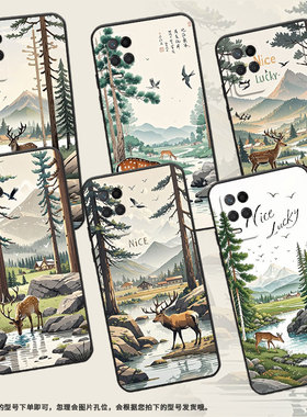 适用RealmeNarzo30手机壳Narzo50Pro纯黑色RMX3430森林景观真我Narzo50i保护套50iPrime防摔RMX3761软壳