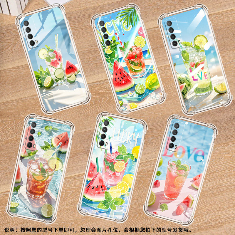 适用华为Psmart2019手机壳Y7P防摔华为Y6s夏天冰饮PSmartZ气囊壳华为Y7A保护套