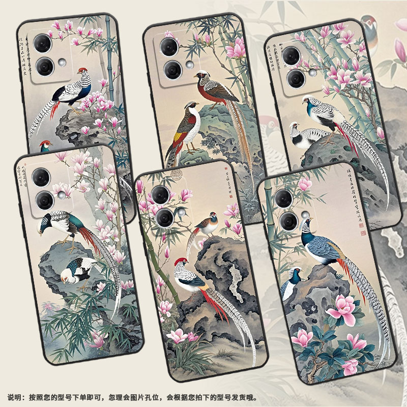 适用MOTOG84手机壳G51防摔XT2221-1新中式油画摩托罗拉E15/G73/G82轻薄MotorolaGPower软壳XT2125-4保护套