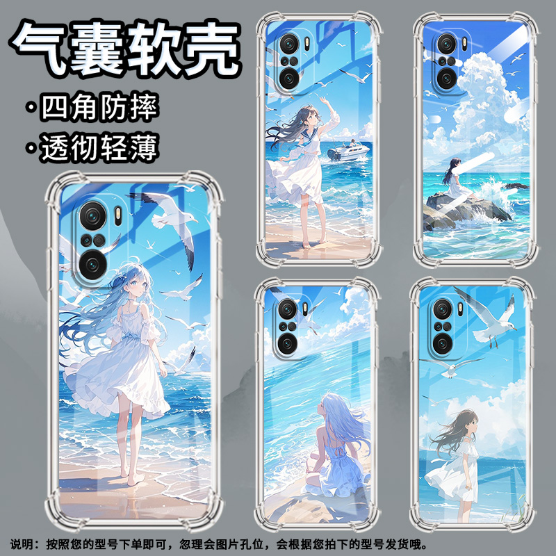 适用小米PocoC31手机壳PocoF3白裙女孩小米PocoF7Ultra气囊壳PocoF2Pro时尚小米PocoF7Pro高级感防摔硅胶保护