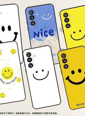 适用三星F56手机壳SamsungGalaxyF56保护壳M56黄底笑脸蓝色笑脸ins风外壳耐脏英文简约文艺小众国风情侣