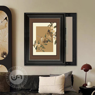 中古风电表箱装饰画花鸟法式复古竖款强弱电箱遮挡餐厅配电箱挂画