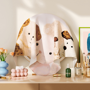 卡通梳妆台化妆镜盖布防尘布卧室小圆镜遮灰布镜面遮挡布万能盖巾