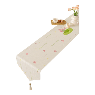 桌旗轻奢高端茶席奶油风中间长条茶几家用装饰桌布餐边柜台面垫布