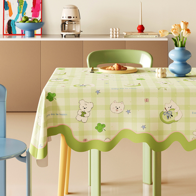 奶油风餐桌布防水防烫免洗餐桌垫