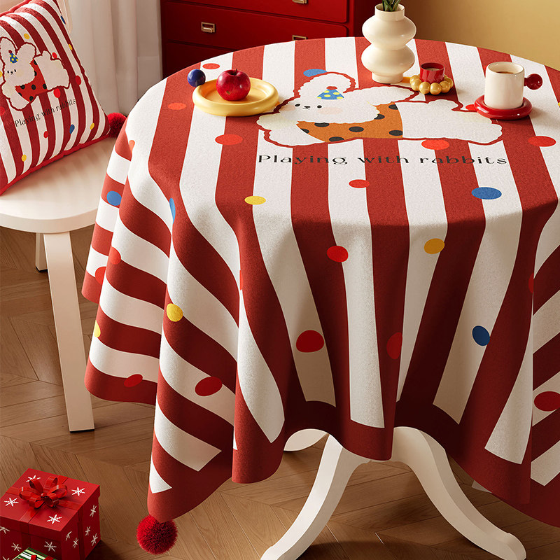 圆形新年餐桌布防水免洗圆桌布红色喜庆氛围感新春过年圆茶几台布,居家布艺,桌布,淘宝优惠券,粉丝福利购,淘宝优惠卷