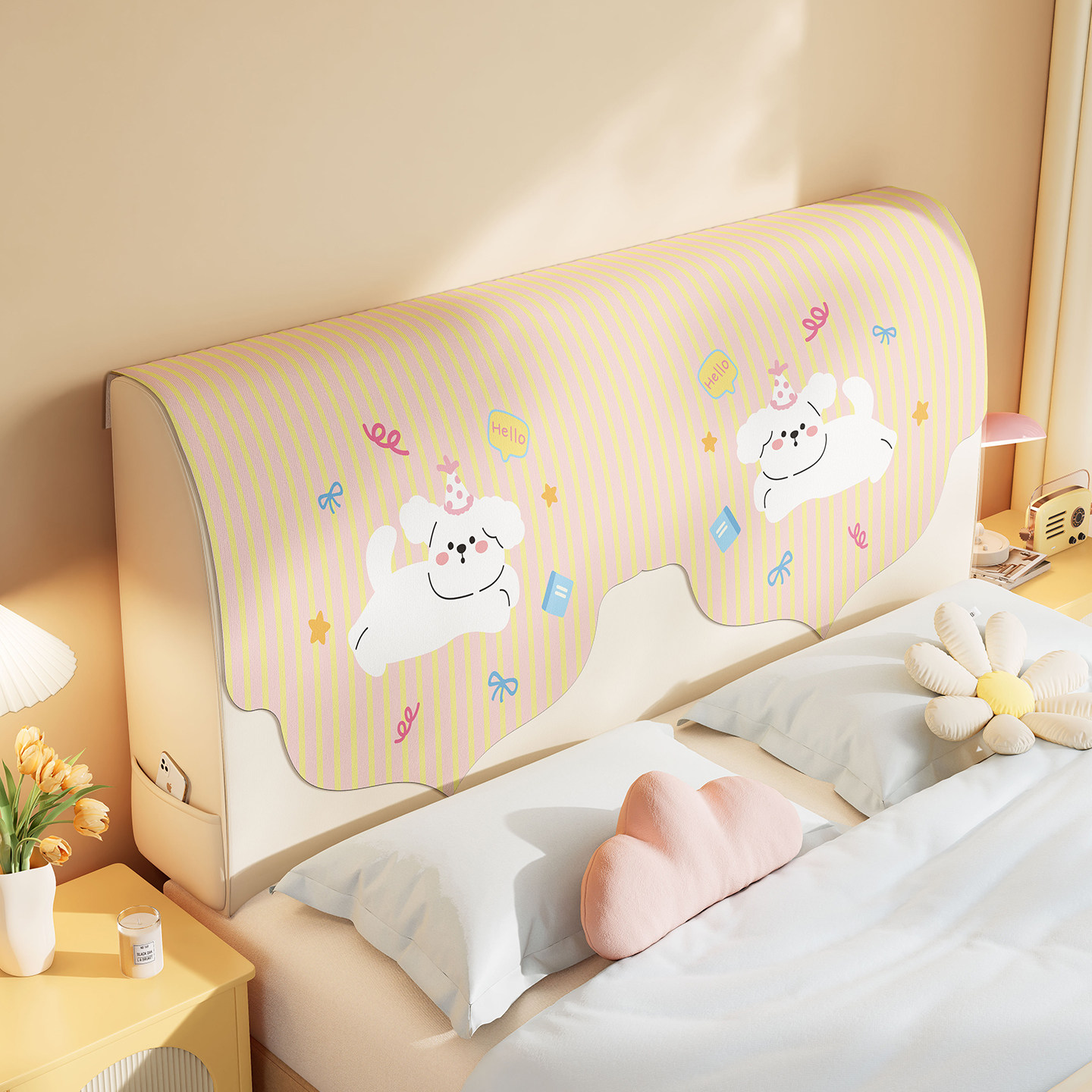 床头罩套四季通用防尘盖布防猫抓