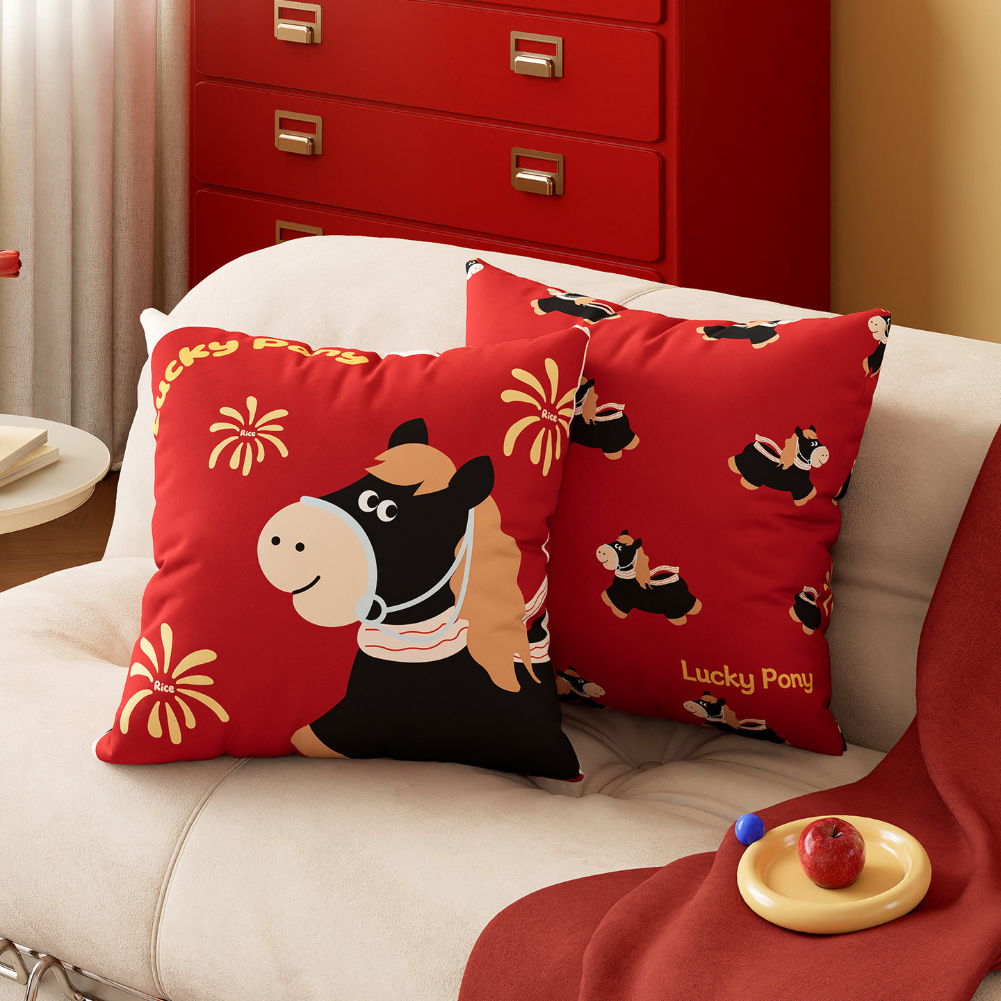 马年红色抱枕客厅沙发靠枕家用新年氛围感装饰卧室喜庆靠背垫含芯,居家布艺,靠垫/抱枕,淘宝优惠券,粉丝福利购,淘宝优惠卷