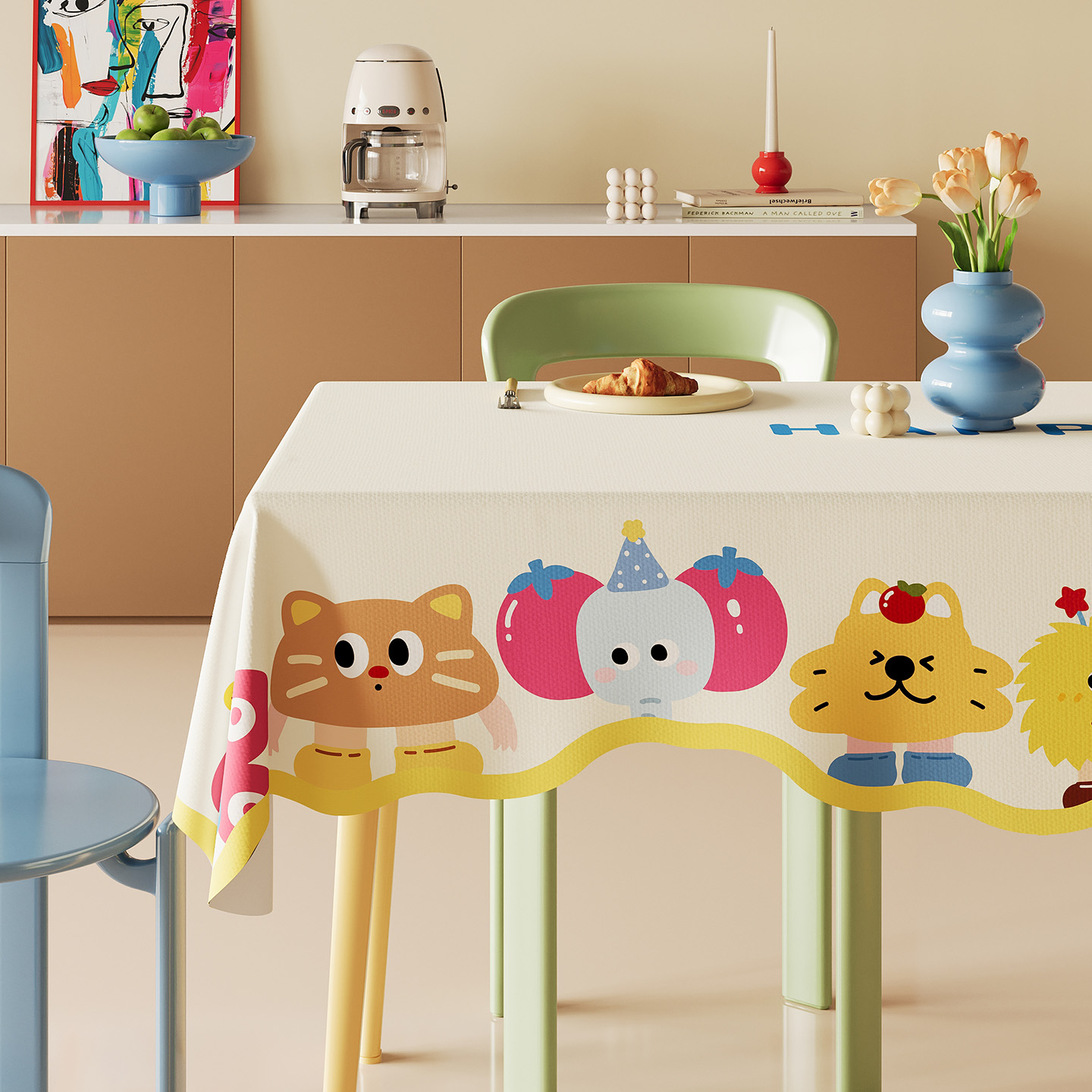 多巴胺异形桌布2025新款ins风餐桌垫防水防烫免洗茶几桌布桌面垫