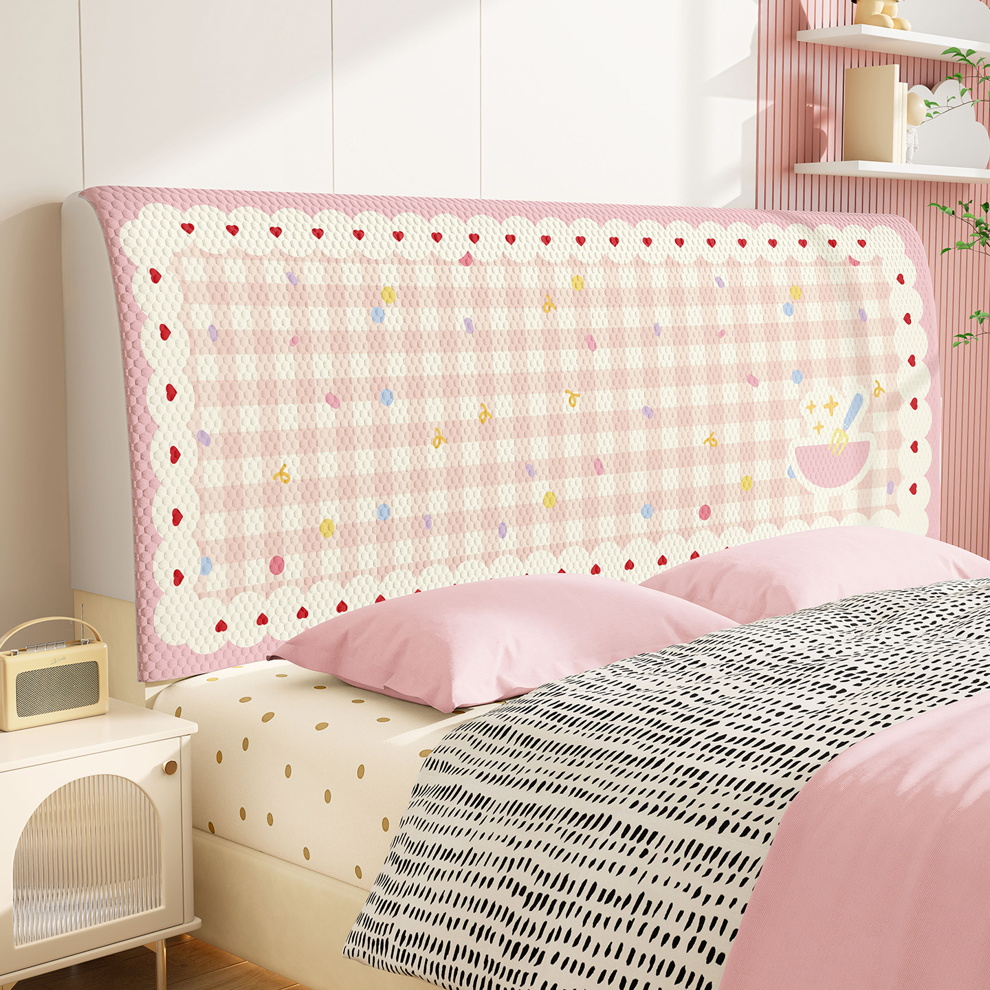 奶油风冰丝床头套罩2025新款