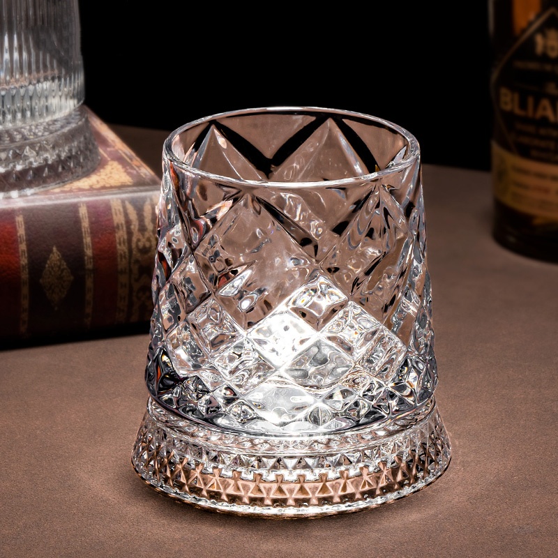 【2025新款】水晶底旋转威士忌杯