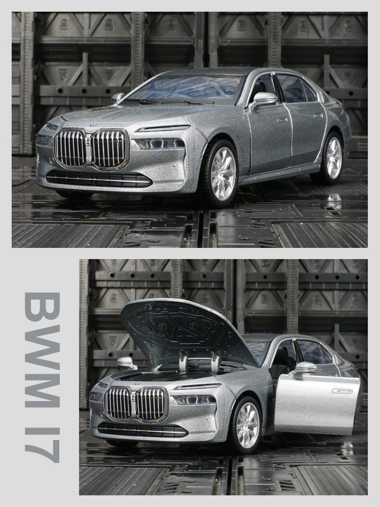 1:32仿真BMW宝马I7新能源合金汽车模型7系玩具车回力声光摆件男孩