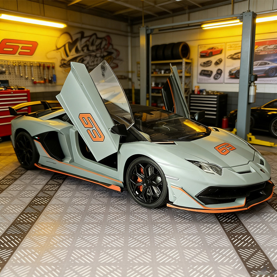 1:18仿真兰博埃文塔多SVJ63合金拉力赛车模型敞篷超跑声光玩具车