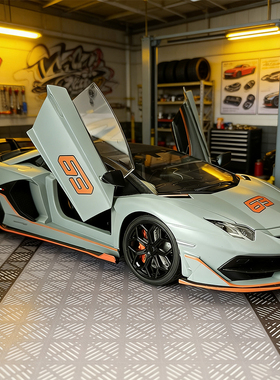 1:18仿真兰博埃文塔多SVJ63合金拉力赛车模型敞篷超跑声光玩具车