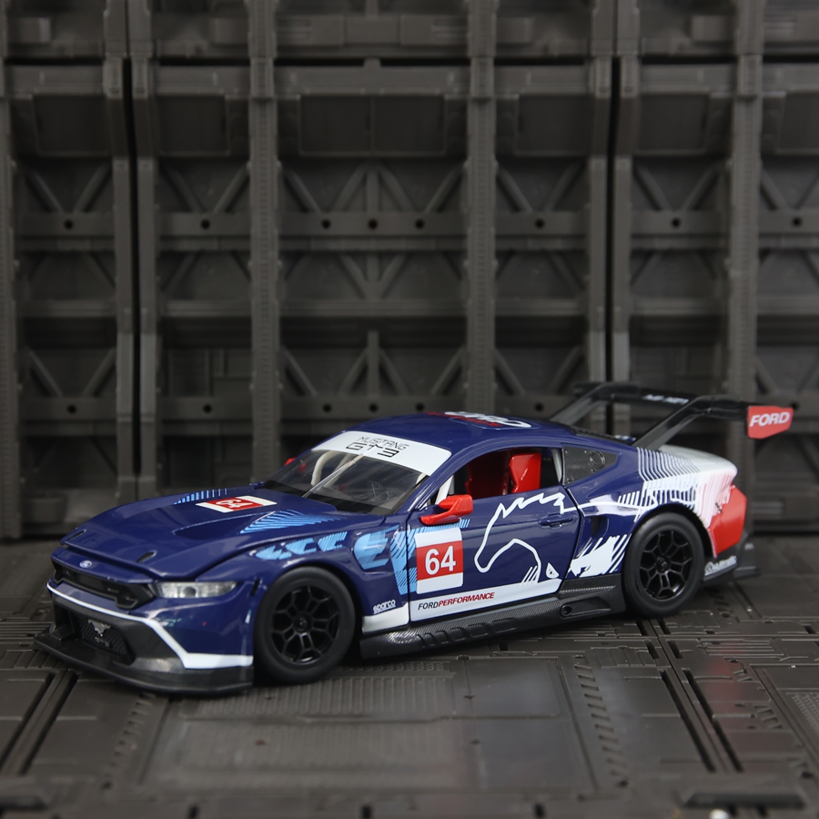 1:24仿真福特野马GT3拉力赛车合金汽车模型摆件转向避震儿童玩具
