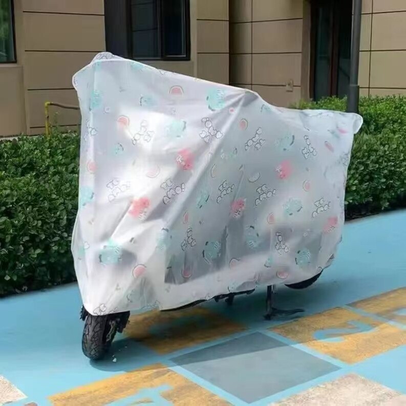 磨砂电动车车罩卡通小花恐龙防雨罩通用型万能摩托车车衣加厚耐用