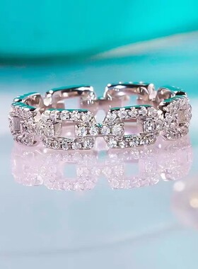 D色莫桑石环环相扣排戒