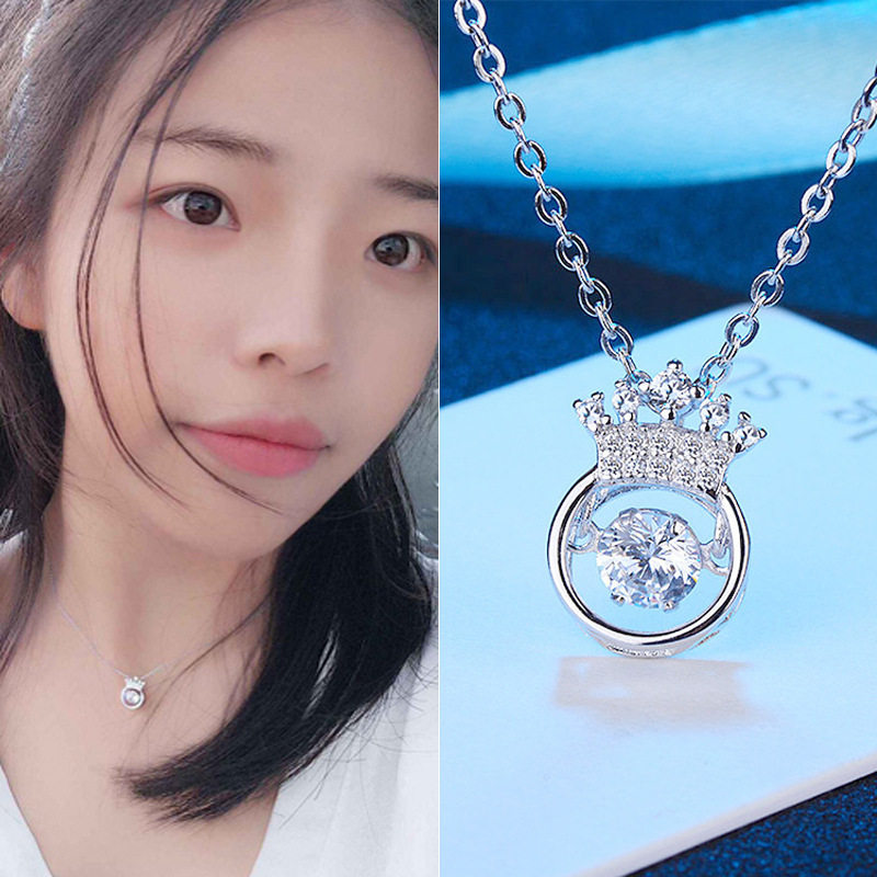 莫桑石项链小众款风跳动的心吊坠