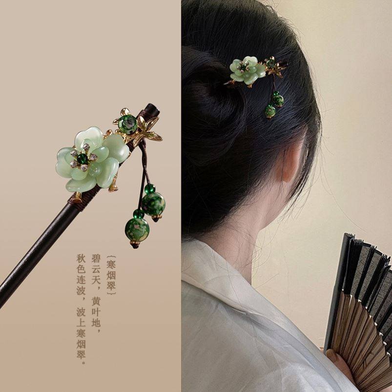 木簪发簪古风中式木质盘发钗子高级感女生流苏发钗簪子简约现代44_虎窝淘