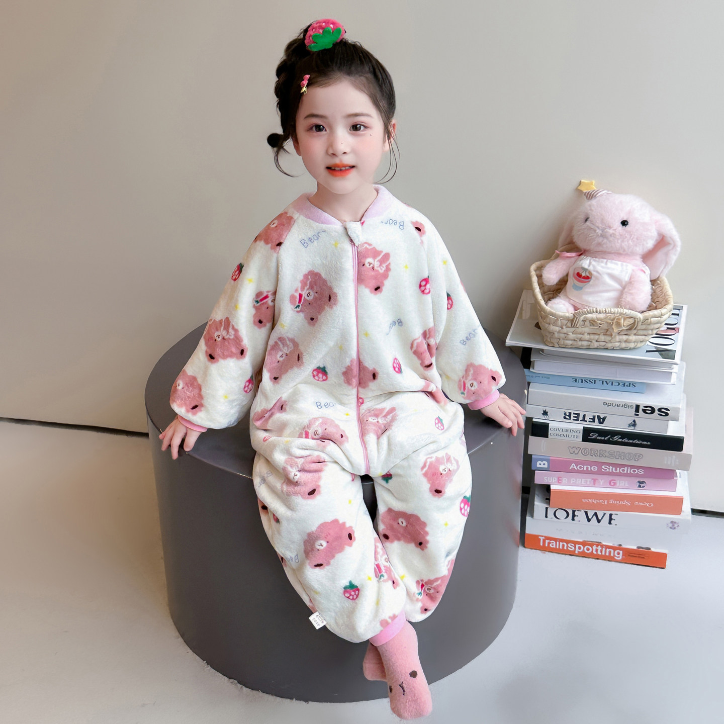 女童珊瑚绒连体睡衣2026秋冬季加厚婴幼儿宝宝睡袋儿童法兰绒爬服