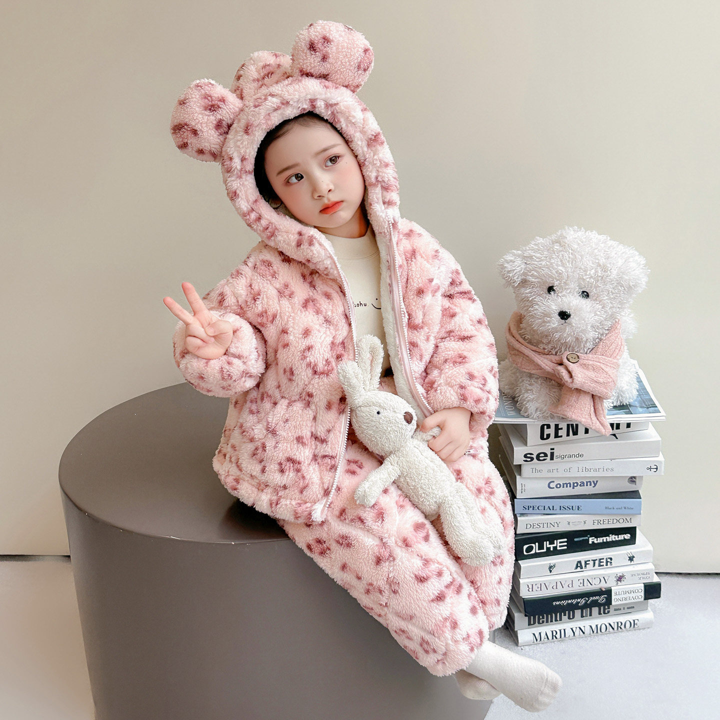 儿童睡衣女童冬季珊瑚绒夹棉加厚