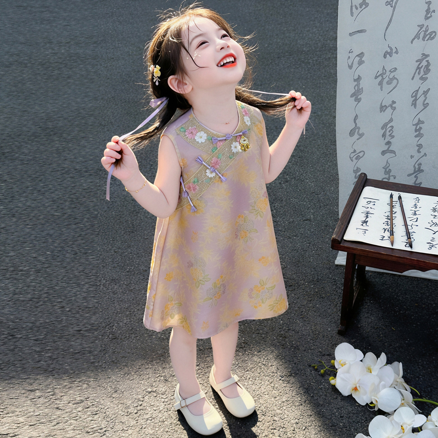 中式复古薄款夏装宝宝国风旗袍裙图片