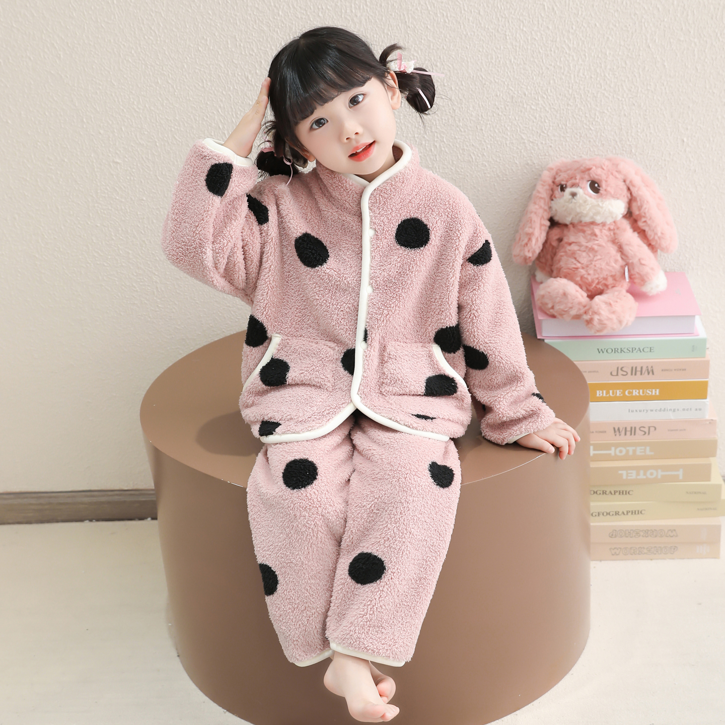 女童睡衣秋冬季法兰绒加厚珊瑚绒