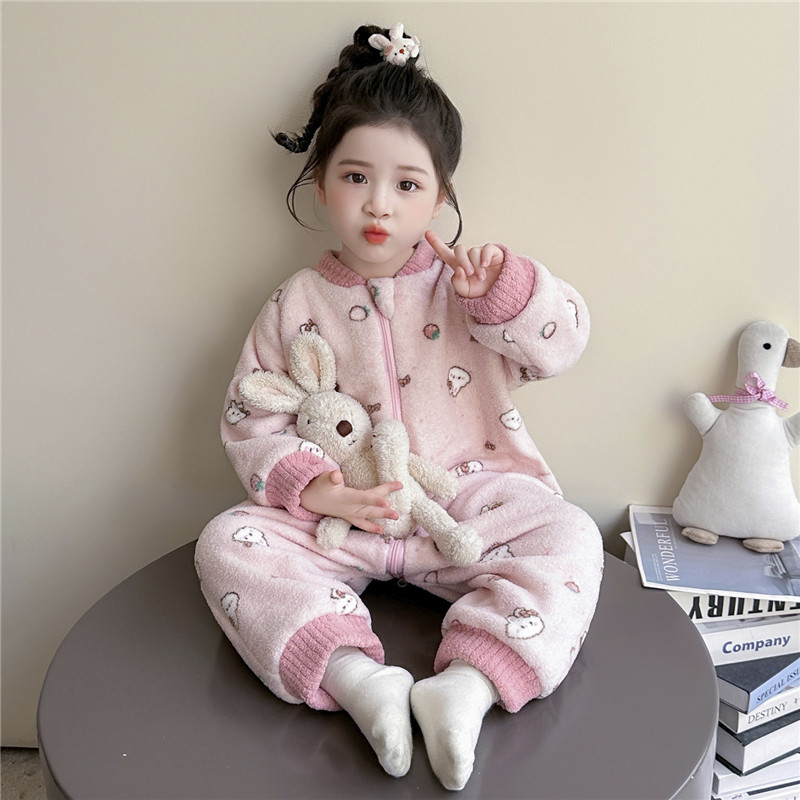 儿童连体衣法兰绒冬季加绒加厚款